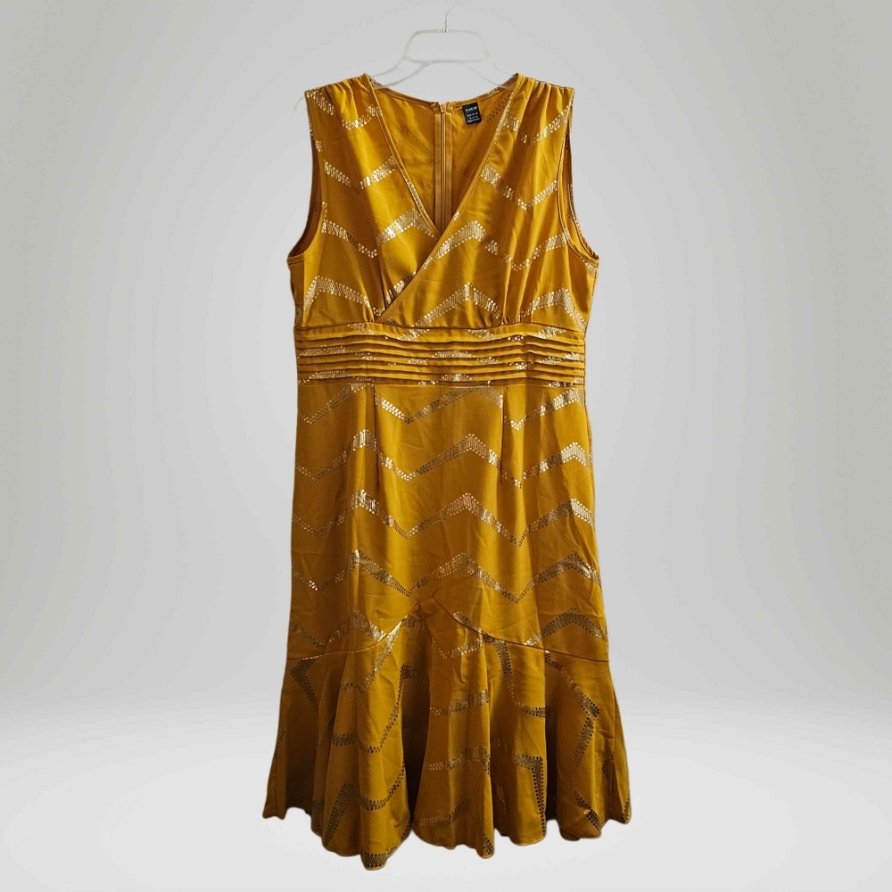 4/$20 Elegant Yellow And Metallic Gold Sleeveless Dress